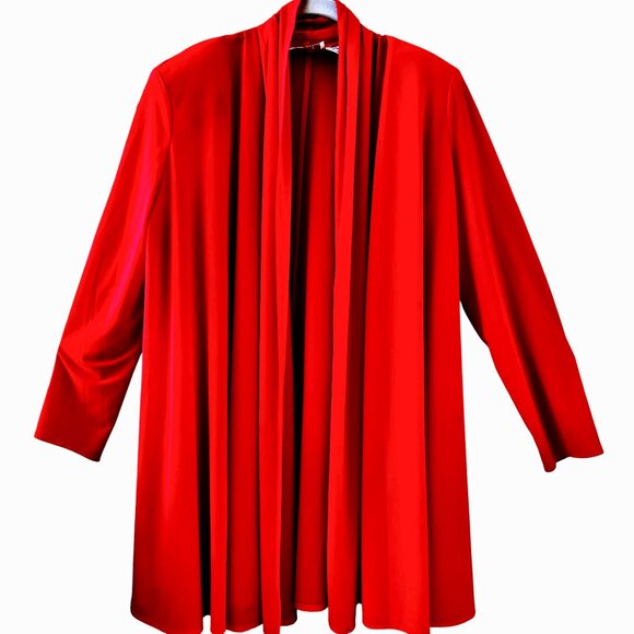Vintage 1980's GOTTEX Red Open Front Full Swing Jacket Kimono Topper Womens S P - Picture 11 of 14